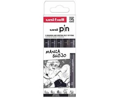 Uni-Ball Fineliner PIN"Manga Shojo" PF 5er Set wasserbeständige pigmentierte Tinte