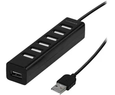 Vivanco VVITHUB20USB7IN1OUT, USB 2.0 Type-A, USB 2.0 Type-A, Juoda, 0,1 m