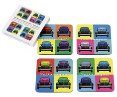 Vw Collect VW Beetle įvairiaspalviai stikliniai padėkliukai, 4 vnt.