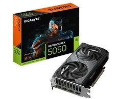 „GIGABYTE GeForce RTX 5050 WINDFORCE OC 8G“ vaizdo plokštė – 8 GB GDDR6, 128 bitų, PCI-E 5.0, 2587 MHz pagrindinis taktinis dažnis, 2 x DP, 2 x HDMI, NVIDIA DLSS 4, GV-N5050WF2OC-8GD, GeForce RTX 5050, 8 GB, GDDR6, 128 bitų, 7680 x 4320 pikselių, PCI Express 5.0