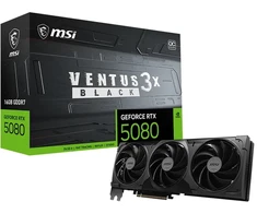 Vaizdo plokštė MSI VENTUS GEFORCE RTX 5080 16G 3X OC Juodas, GeForce RTX 5080, 16 GB, GDDR7, 256 bit, 7680 x 4320 pikselių, PCI Express 5.0