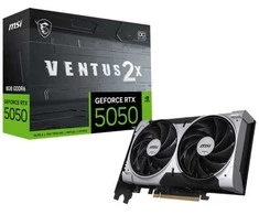 Vaizdo plokštė MSI GEFORCE RTX 5050 8G VENTUS 2X OC, GeForce RTX 5050, 8 GB, GDDR6, 128 bit, 7680 x 4320 pikselių, PCI Express x16 5.0