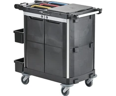 Valymo vežimėlis Nordic Recycle Trolley 2.0, vidutinio dydžio, 1010x620x1070 mm, juodas, perdirbtas HDPE/aliuminis