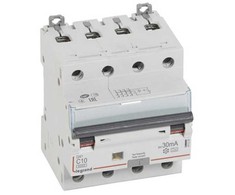 Legrand Kombinuotas jungiklis DX3 Automatinis saugiklis/HPFI C 10A 30mA 4P 6/10kA A tipo