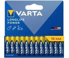 Varta 04903, Vienkartinės baterijos, AAA, Šarminės, 1,5 V, 12 vnt., 44,5 mm
