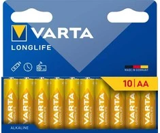 Varta 4106101761, Vienkartinės baterijos, AA, Šarminės, 1,5 V, 10 vnt., 10 metų