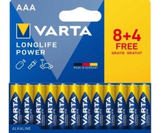 Varta 04903 121 772, Vienkartinės baterijos, AAA, Šarminės, 1,5 V, 12 vnt., 44,5 mm