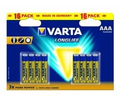 Varta BV-LL 16 AAA, Vienkartinės baterijos, AAA, Šarminės, 16 vnt., Mėlyna, Geltona, 122 mm