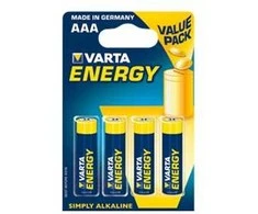 Varta Energy AAA, Vienkartinės baterijos, AAA, Šarminės, 1,5 V, 4 vnt., 44,5 mm