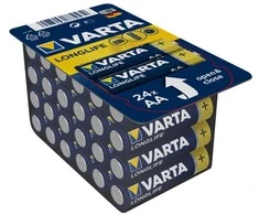 Varta Longlife AA LR6, Vienkartinės baterijos, AA, Šarminės, 1,5 V, 24 vnt., Mėlyna, Geltona