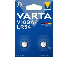 Varta V10GA, Vienkartinės baterijos, LR54, Šarminės, 1,5 V, 2 vnt., Mėlyna, Plienas