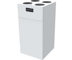 Vėdinimo sistema „Dantherm HCV400P2“ (energijos klasė A), sieninis modelis, plastikinis šilumokaitis, priekinė plokštė. Oro tūris. 260 m³/h esant 90 Pa ir SEL 1000 J/m³.