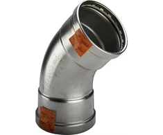 VIEGA Inox alkūnė 45 laipsnių 76,1mm INOX, nerūdijančio plieno mova / įmova, SC-Contur