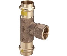 VIEGA Profipress dujų trišakis 22 mm x 1/2", pagamintas iš pistoleto metalo, su SC-Contur ir vidiniu sriegiu