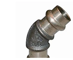 VIEGA Sanpress alkūnė 45 laipsnių 15 mm, pagaminta iš pistoleto metalo Įvorė/įvorė, SC-Contur