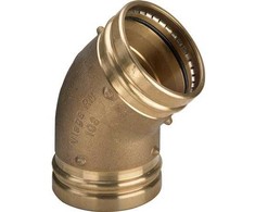 VIEGA Sanpress XL alkūnė 45 laipsnių 76 mm, pagaminta iš pistoleto metalo. Įvorė/įvorė, SC-Contur.