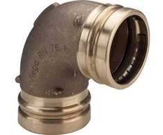 VIEGA Sanpress XL alkūnė 90 laipsnių 76 mm, pagaminta iš pistoleto metalo. Įvorė/įvorė, SC-Contur.