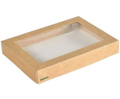 Duni Biopak Viking Brick dangtelis 140x200x30 mm, popierius/PLA su langeliu, ruda/permatomas, 300 vnt./dėžėje