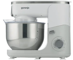 Virtuvinis kombainas Gorenje MMC1005W, 4,8 l, pilka, nerūdijančio plieno, balta, mygtukai, rotacinis, plakti, maišyti, malti, minkyti, maišyti, 1,1 m, variklio užraktas
