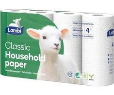 Virtuvinis popierius Lambi, dvisluoksnis, baltas, 5 x 4 ritinėliai pakuotėje