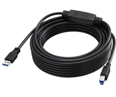 Vision 10 m USB 3.0 kabelis - aktyvus stiprintuvas kabelio viduje - nikeliuoti jungtys - pralaidumas 5 Gbps - USB A (m) į USB B (m) - skersmuo 5,5 mm - 28+24 awg - juoda (TC 10MUSB3.0+/BL)