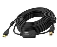 Kabelis USB Vision USB-A - USB-B 10 m Juodas (TC 10MUSB+/BL/2)