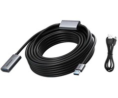Vision 10 m USB 3.0 aktyvus prailginimo kabelis - nikeliuoti kištukai - pralaidumas 3 Gbps - sudėtyje USB kabelis, jei reikia papildomo signalo stiprinimo - daugiau nei 65 procentų dengiamoji pintinė izoliacija