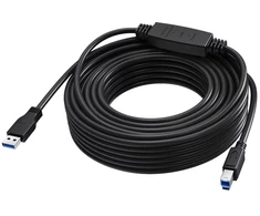 USB Vision 15 m USB 3.0 kabelis - aktyvus stiprintuvas kabelio viduje - nikeliuoti kištukai - pralaidumas 5 Gbps - USB A (m) į USB B (m) - skersmuo 5,5 mm - 28+24 awg - juodas (TC 15MUSB3.0+/BL)