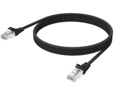 Vision RJ45 (m) zu RJ45 (m) - STP geschirmtes Twisted-Pair-Kabelis - CAT 6a - 10 Gbps - 24 AWG - mit Knickschutz - 1 m - juodas