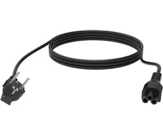 Kabelis zasilający Vision VISION Professionelles, installationstaugliches Netzkabel, Kleeblatt auf EU-Stecker - 30 JAHRE GARANTIE -250 V - 10 A - IEC 60320 C5 (Kleeblatt'') auf EU-CEE-7/7-Stecker - Aussendurchmesser 7,1 mm - 3 m - juodas