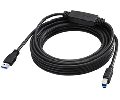 Kabelis USB Vision 5 m USB 3.0 Kabelis - aktywny wzmacniacz w środku kabla - niklowane złącza - przepustowość 5 Gbps - USB A (m) do USB B (m) - średnica 5,5 mm - 28+24 awg - juoda (TC 5MUSB3.0+/BL)