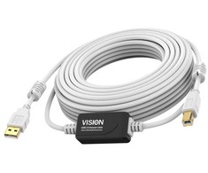 Kabelis USB Vision USB-A - USB-B 15 m Baltas (TC 15MUSB+/2)