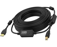 Kabelis USB Vision USB-A - USB-B 10 m Juodas (TC 10MUSB+/BL/2)