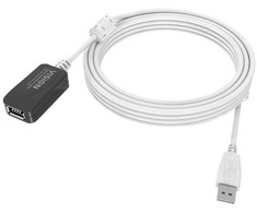 Vision installationstaugliches USB 2.0-Aktiv-Verlangerungskabel - 30 JAHRE GARANTIE - Gold-Steckverbinder - Ferritkerne - 480 Mbit/s - Abschirmgeflecht mit uber 65 % Abdeckung - USB-A (F) zu USB-A (M) - Aussendurchmesser 4,5 mm - 28 + 24 AWG - 5 m - W