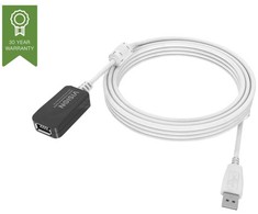 Vision installationstaugliches USB 2.0-Aktiv-Verlangerungskabel - 30 JAHRE GARANTIE - Gold-Steckverbinder - Ferritkerne - 480 Mbit/s - Abschirmgeflecht mit uber 65 % Abdeckung - USB-A (F) zu USB-A (M) - Aussendurchmesser 4,5 mm - 28 + 24 AWG - 5 m - W