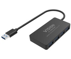 HUB USB Vision 4 x USB 3.0 Anschlusse - 5Gbps - 30 cm Kabelis - juodas
