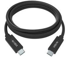 Vision VISION profesionalus USB-C laidas, skirtas montavimui – 30 metų garantija – USB 3.2 Gen 1 5 Gbps – palaiko 3 A įkrovimo srovę – USB-C 3.2 (M) į USB-C 3.2 (M) – 4,5 mm išorinis skersmuo – 22 + 30 AWG – 2 m – juodas