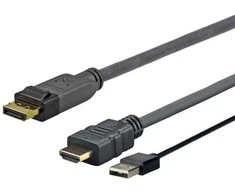 Vivolink PROHDMIUSBDP2, 2 m, DisplayPort, HDMI + USB, Kištukas, Kištukas, Tiesus