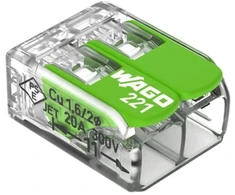Wago 221-422 Szybkozłączka Žalias Range 2x0,2-4mm2 transparentna / žalia 221-422 /100szt./