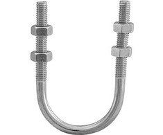 WALRAVEN U formos laikiklis, ilgas Ø48,3 mm 1.1/2", su 8 mm sriegiu, su veržlėmis ir poveržlėmis. Nerūdijantis plienas A4 AISI 316.