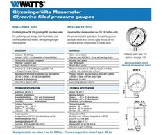 Solar Plus „Csslr Plus“ glicerinu užpildytas manometras, Ø100 x ½ colio, vertikalus pajungimas, RF plienas. MG1-INOX 100 tipas. 1.6 klasė.