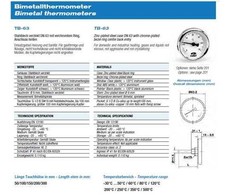 Solar Plus Csslr Plus termometras TB-63, ½ x 100 mm galinė jungtis Ø66X100MM 0-120° 2 klasė. TB tipas