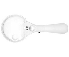 WEDO didinamasis stiklas, apvalus, šviečiantis LED, 90 mm, 2,5 karto, baltas/juodas