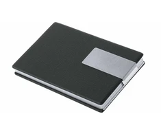WEDO Visitenkartenbox Good Deal, Aliuminio/PVC (juodas) Kombination aus Aliuminio und PVC in Lederoptik (205 6601)