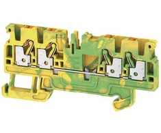 WEIDMÜLLER įžeminimo gnybtas A4C 2.5 PE žalias/geltonas Wemid su 4 PUSH IN gnybtais, skirtas 0.5-2.5 mm² 800V