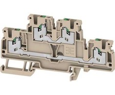 WEIDMÜLLER Smėlio spalvos, perėjimo gnybtų kaladėlė S2T 2.5 SNAP IN su 4 horizontaliomis jungtimis, 2 lygiais, 2.5mm², 800V, 24A