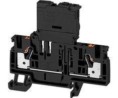 Gnybtas AFS 4 2C BK, „Push in” tipo, su lizdu saugikliui, montuojamas ant DIN bėgelio, juodas, 4 mm² laidui, Weidmuller