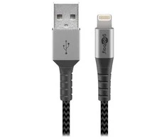 Wentronic 49269, 2 m, Lightning, USB A, kištukas, kištukas, juoda, pilka