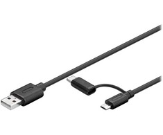 Wentronic Goobay USB-A – microUSB + USB-C USB laidas 1 m juodas (71892)