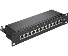 Wentronic Goobay CAT 6 komutacinė panelė 10 colių (25,4 cm), 12 prievadų – juodos spalvos
